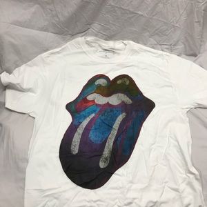 NEW Rolling Stones White T-Shirt Multi-color Lips Mouth M L XL XXL Avail